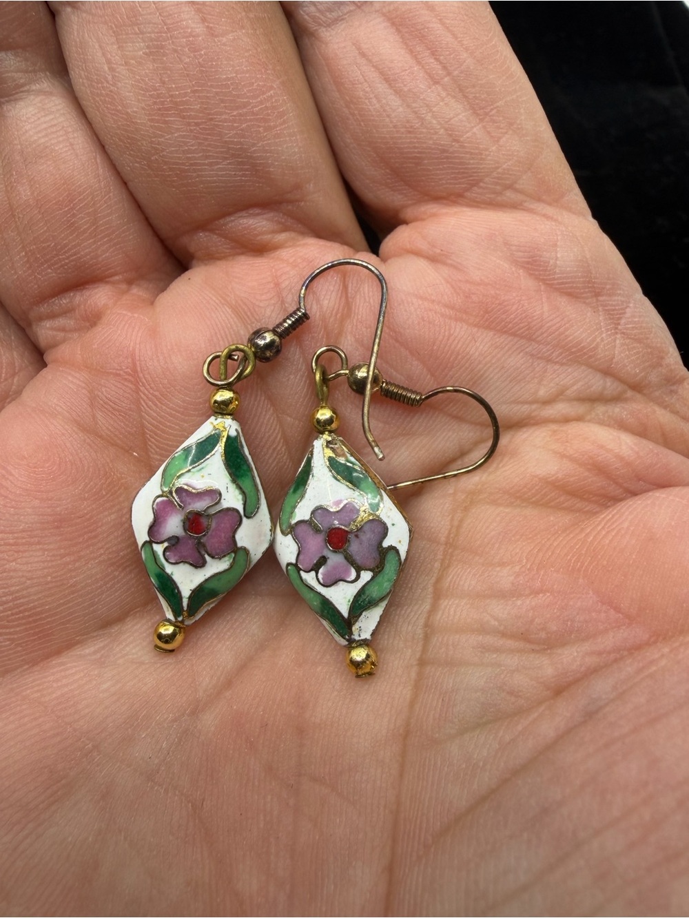 Cloisonné enamel bead necklace 18” & 2pr matching earrings - Picture 7 of 8